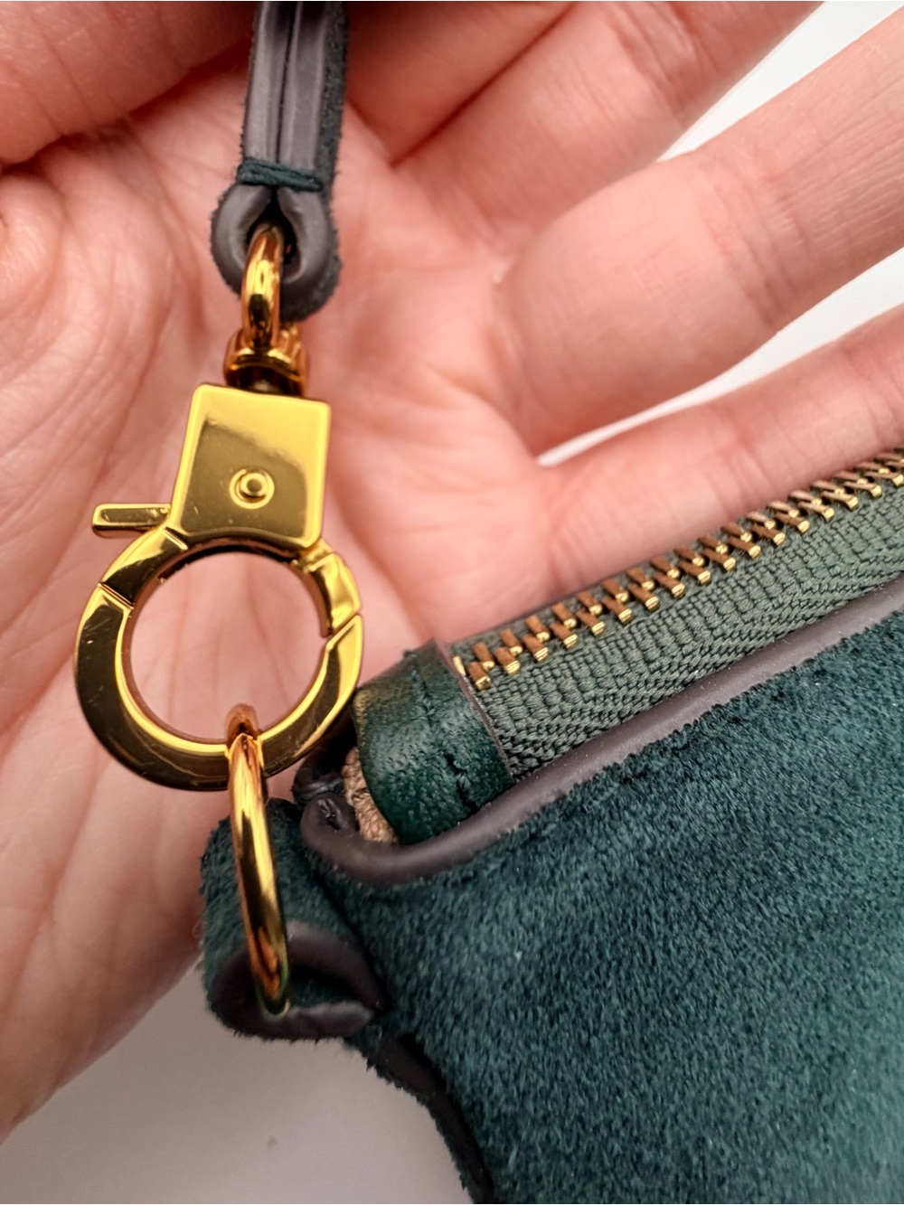 Madewell The Clip-Strap Pouch Green Suede NWT - Picture 9 of 10